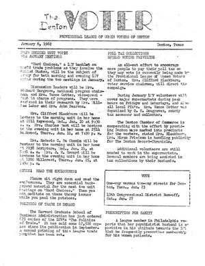 Primary view of object titled 'The Denton Voter Newsletter, January 6, 1962'.