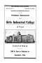 Book: Girls Industrial College Bulletins.  Bulletin Number 01, February 20,…