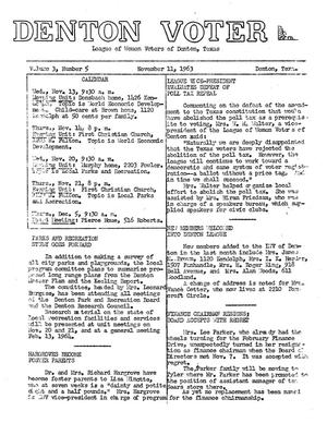 Primary view of object titled 'The Denton Voter Newsletter, Volume 03, Number 05, November 11, 1963'.