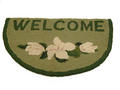 Primary view of [Halfmoon shape,"Welcome",white floral design on green]