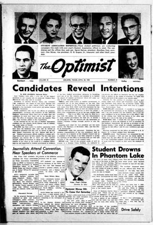Primary view of object titled 'The Optimist (Abilene, Tex.), Vol. 45, No. 27, Ed. 1, Saturday, April 26, 1958'.