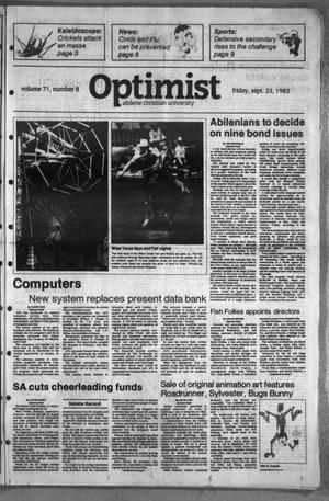 Primary view of object titled 'The Optimist (Abilene, Tex.), Vol. 71, No. 8, Ed. 1, Friday, September 23, 1983'.