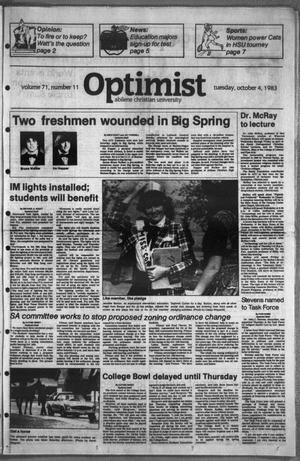Primary view of object titled 'The Optimist (Abilene, Tex.), Vol. 71, No. 11, Ed. 1, Tuesday, October 4, 1983'.