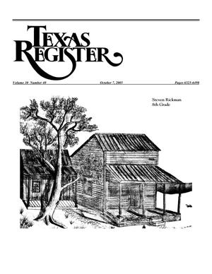 Primary view of object titled 'Texas Register, Volume 30, Number 40, Pages 6323-6498, October 7, 2005'.