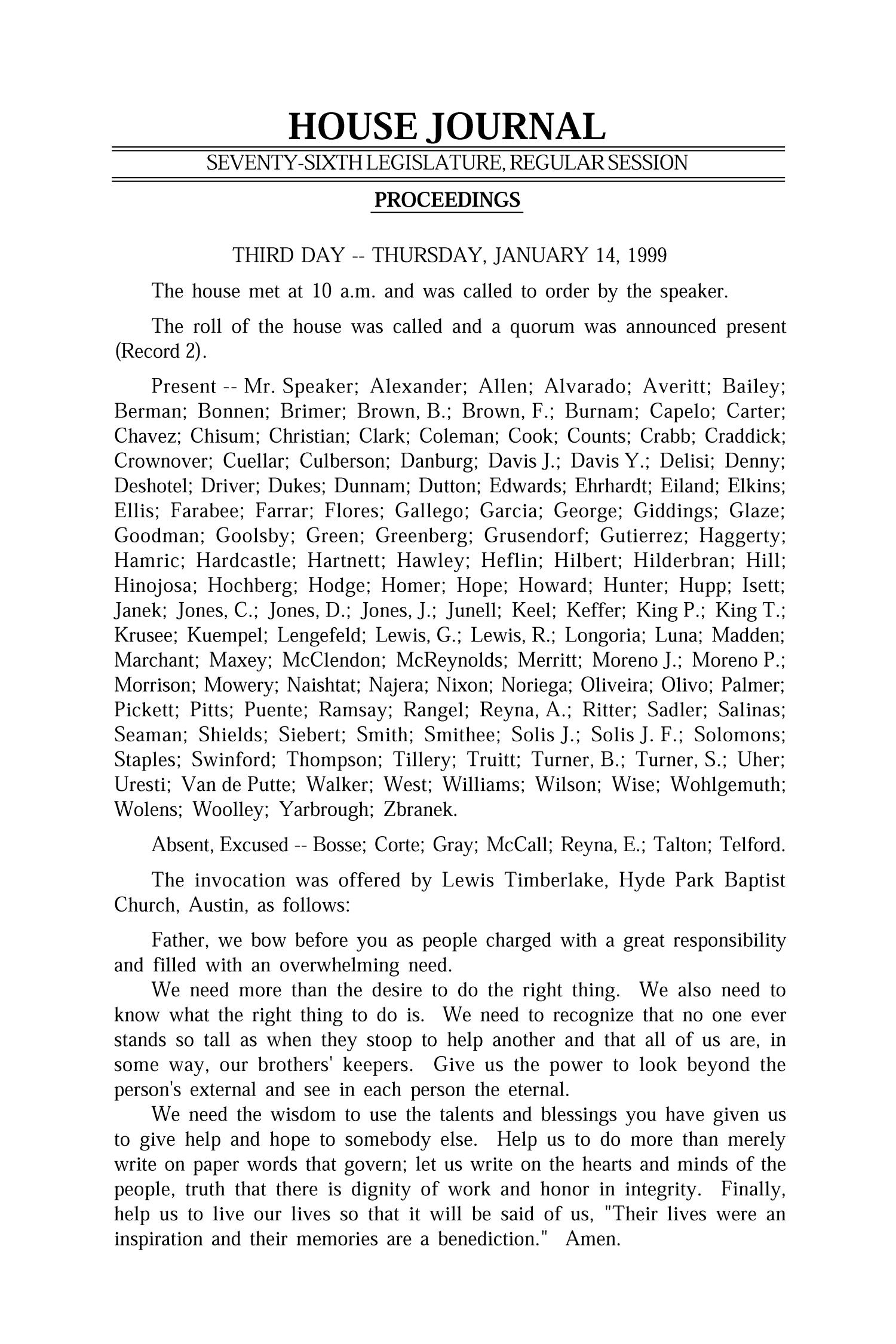 Journal of the House of Representatives of the Regular Session of the Seventy-Sixth Legislature of the State of Texas, Volume 1
                                                
                                                    39
                                                