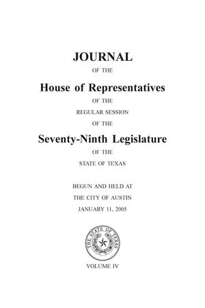 Primary view of object titled 'Journal of the House of Representatives of the Regular Session of the Seventy-Ninth Legislature of the State of Texas, Volume 4'.