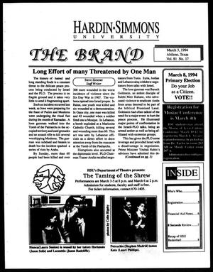 Primary view of object titled 'The Brand (Abilene, Tex.), Vol. 81, No. 17, Ed. 1, Thursday, March 3, 1994'.