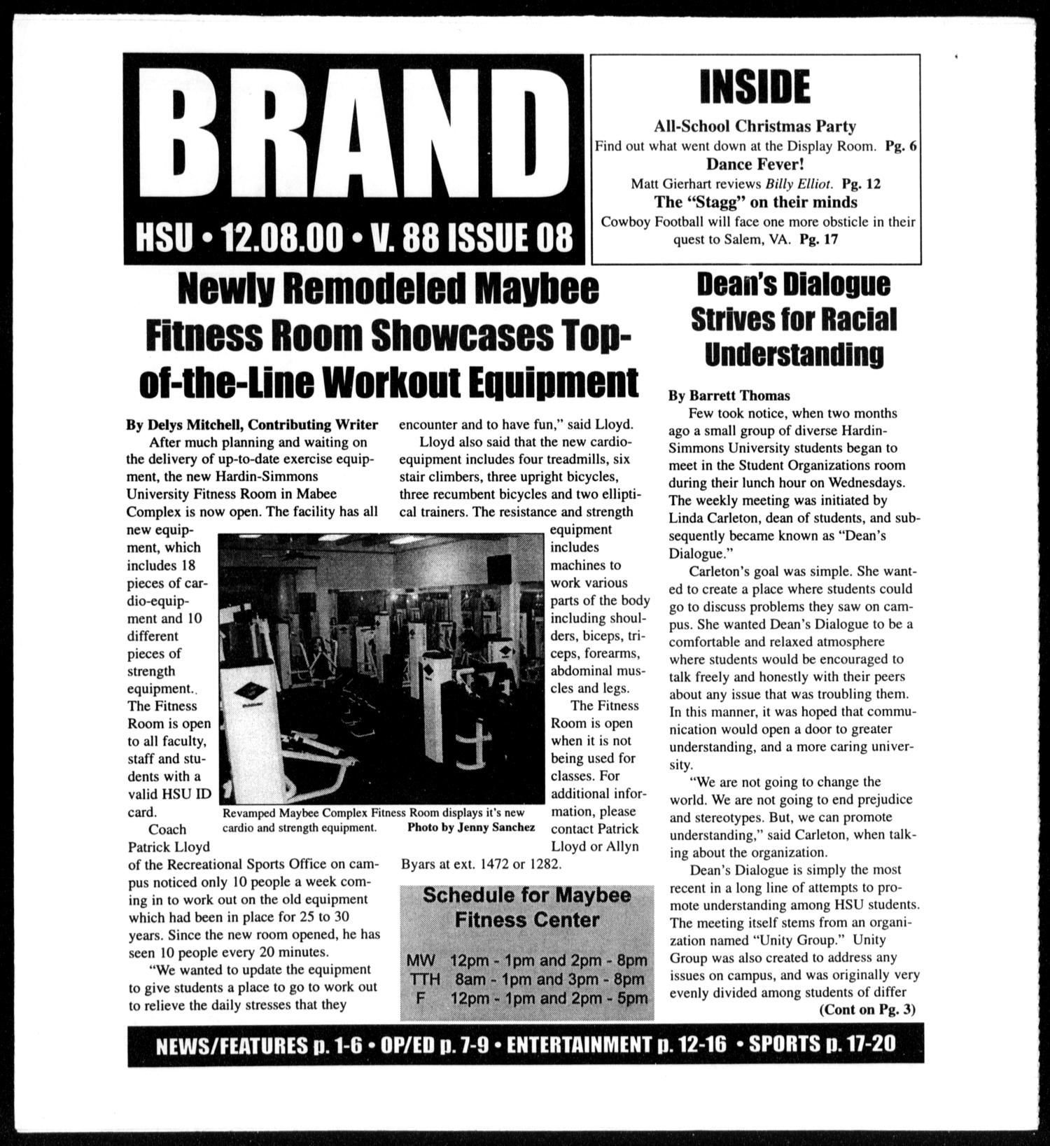 Brand (Abilene, Tex.), Vol. 88, No. 8, Ed. 1, Friday, December 8, 2000
                                                
                                                    [Sequence #]: 1 of 20
                                                