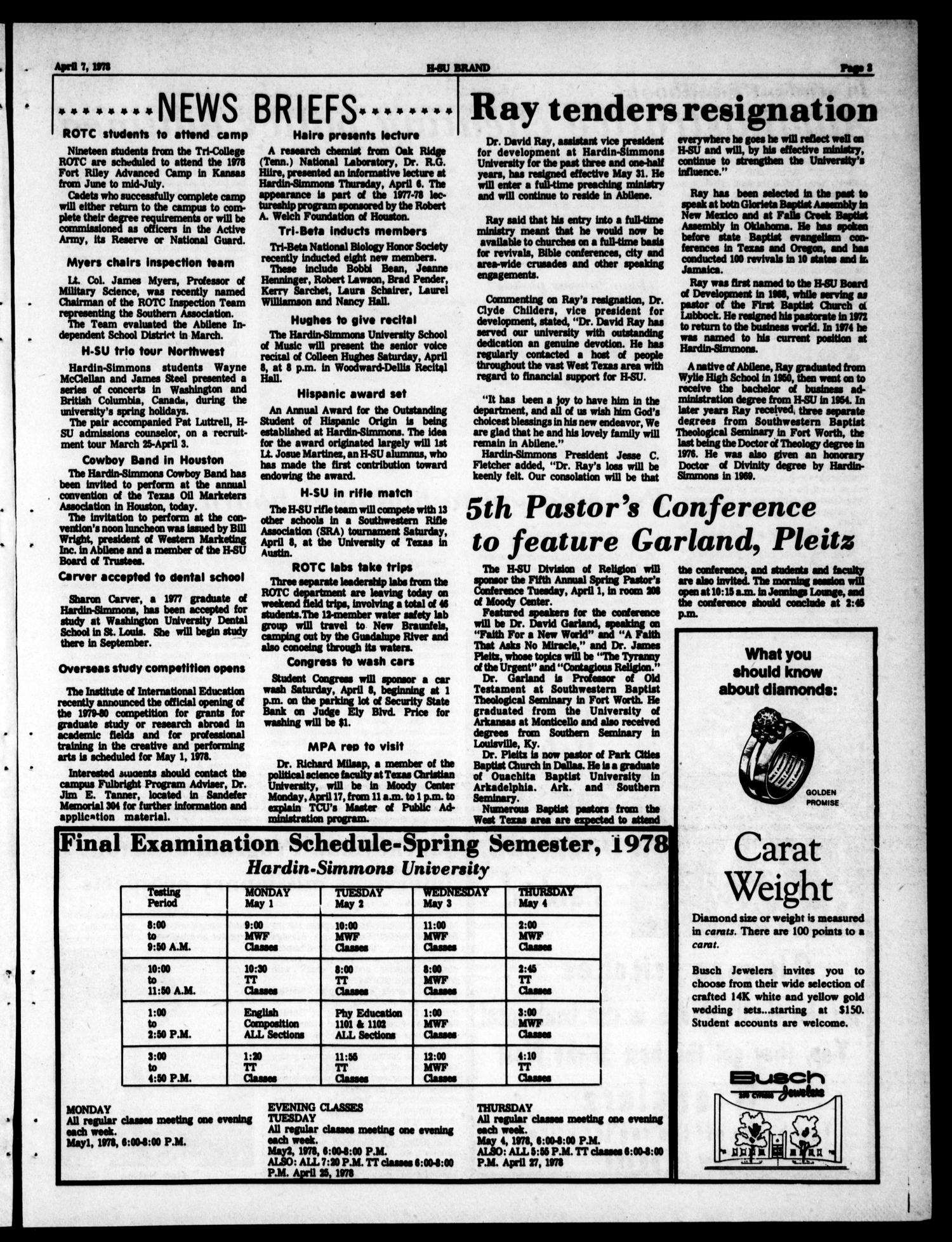 The H-SU Brand (Abilene, Tex.), Vol. 65, No. 21, Ed. 1, Friday, April 7, 1978
                                                
                                                    [Sequence #]: 3 of 8
                                                