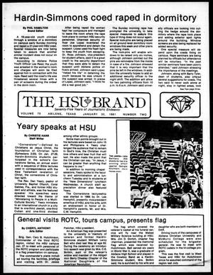 Primary view of object titled 'The HSU Brand (Abilene, Tex.), Vol. 70, No. 2, Ed. 1, Friday, January 30, 1981'.