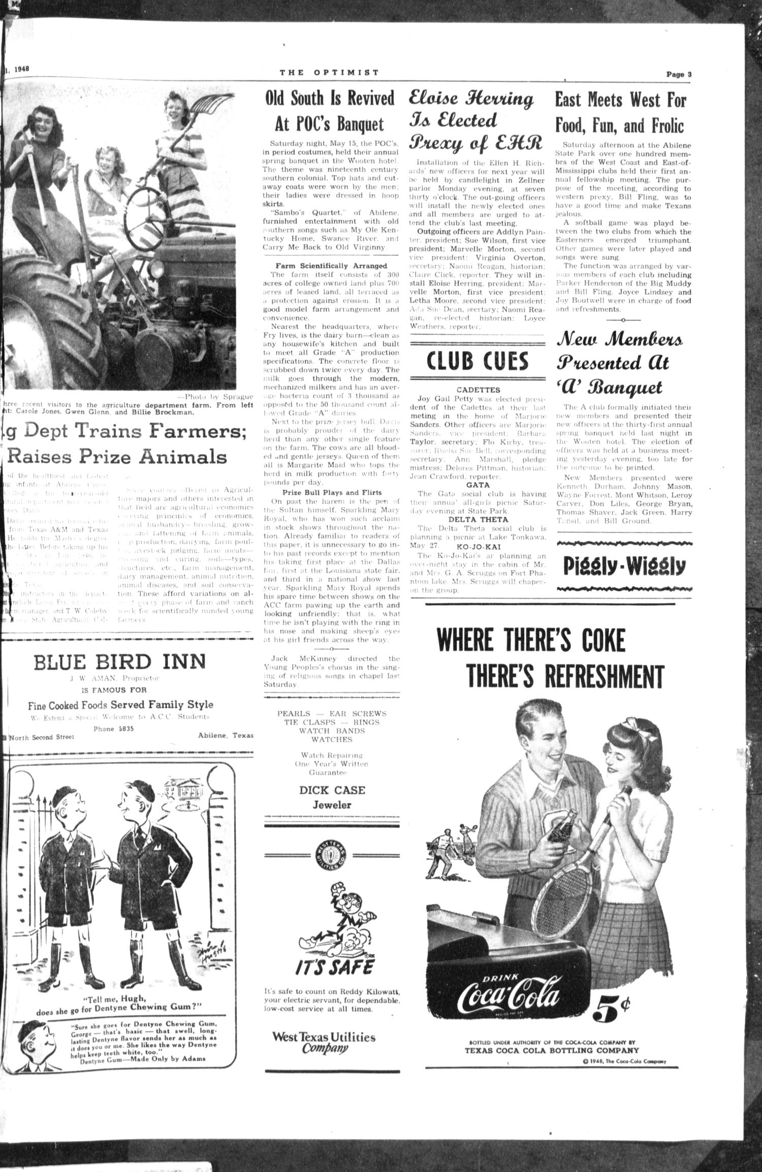The Optimist (Abilene, Tex.), Vol. 35, No. 29, Ed. 1, Saturday, May 22, 1948
                                                
                                                    [Sequence #]: 3 of 4
                                                