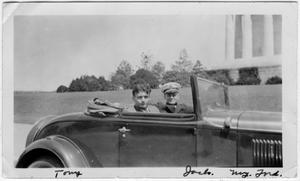 Primary view of object titled '[Anthony J. Fraimo and Jack Cates Ferguson in Car]'.