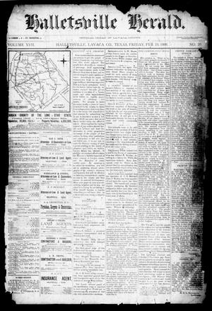 Primary view of object titled 'Halletsville Herald. (Hallettsville, Tex.), Vol. 17, No. 20, Ed. 1 Friday, February 10, 1888'.