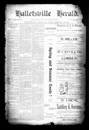 Primary view of object titled 'Halletsville Herald. (Hallettsville, Tex.), Vol. 20, No. 20, Ed. 1 Thursday, February 26, 1891'.