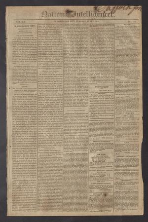 Primary view of object titled 'National Intelligencer. (Washington City [D.C.]), Vol. 13, No. 1981, Ed. 1 Tuesday, June 1, 1813'.