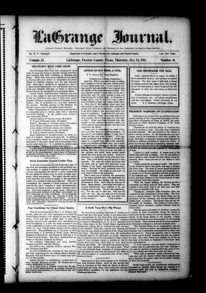 Primary view of object titled 'La Grange Journal. (La Grange, Tex.), Vol. 32, No. 41, Ed. 1 Thursday, October 12, 1911'.