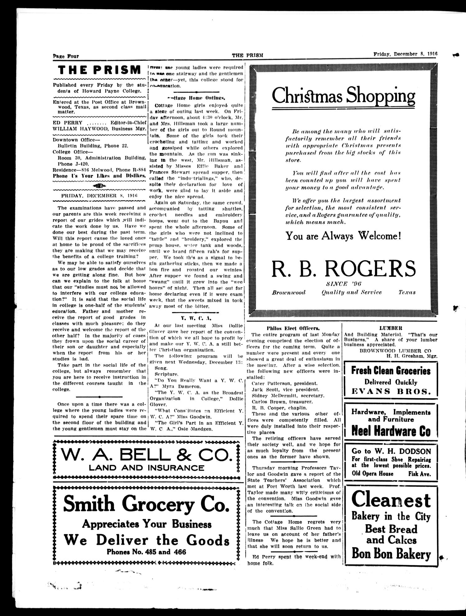 The Prism (Brownwood, Tex.), Vol. 16, No. 14, Ed. 1, Friday, December 8, 1916
                                                
                                                    [Sequence #]: 4 of 6
                                                